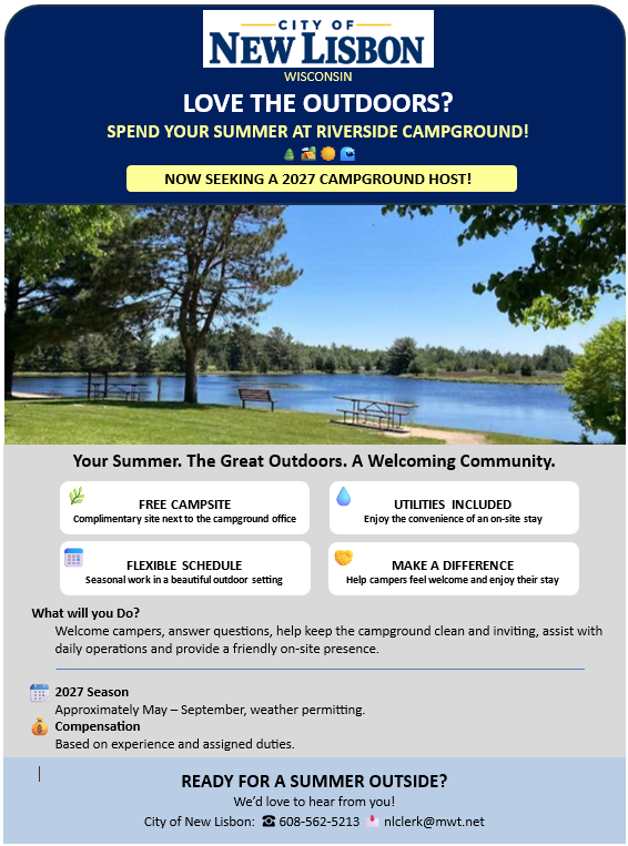 NOW SEEKING A 2027 CAMPGROUND HOST!